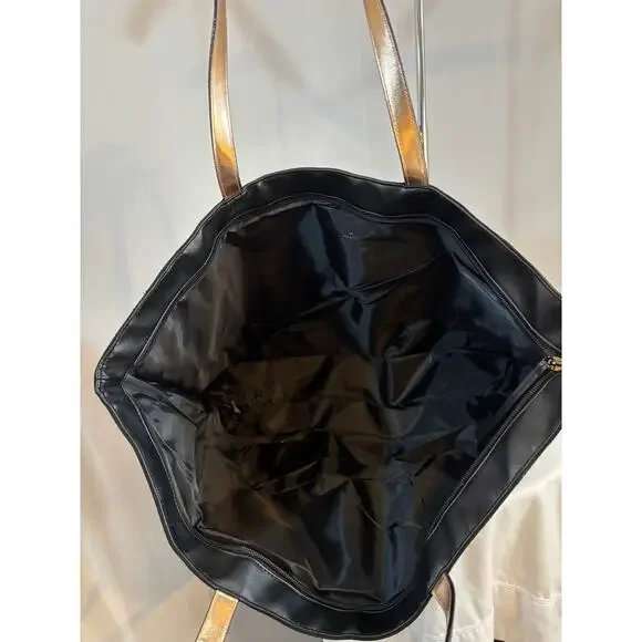 Victoria’s Secret Black Large Tote Bag Corset Lace Grommet Canvas Zip Top - Picture 5 of 9